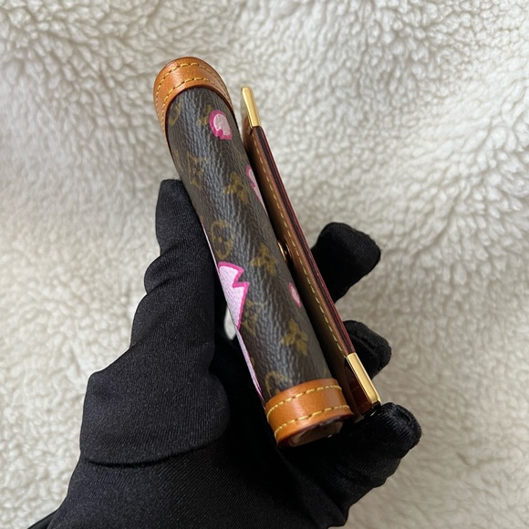 Auth Louis Vuitton Pink Cherry Blossom Classic Monogram Card Holder Wallet - Picture 7 of 14